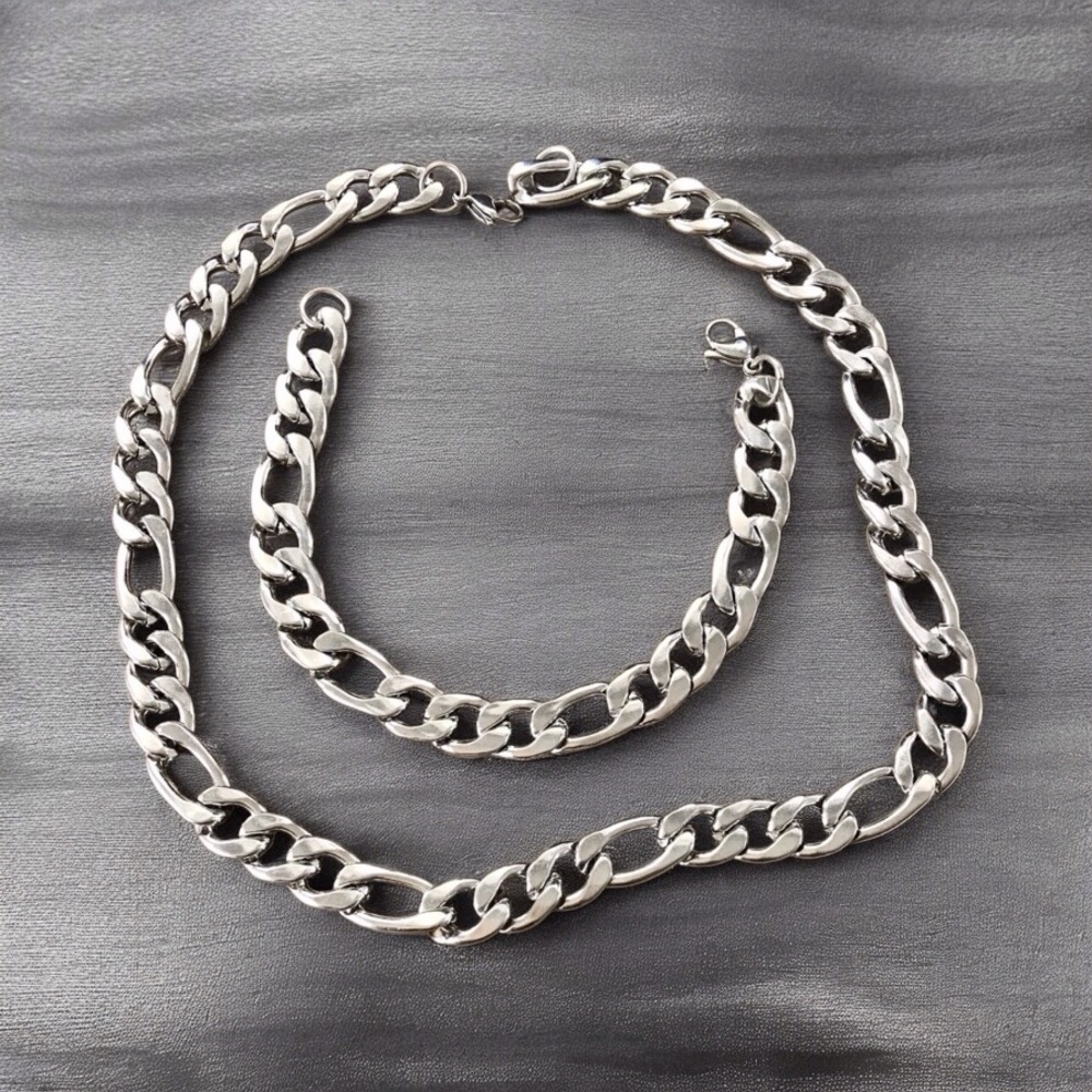 🆕Figaro Necklace and Bracelet Set Stainless Steel